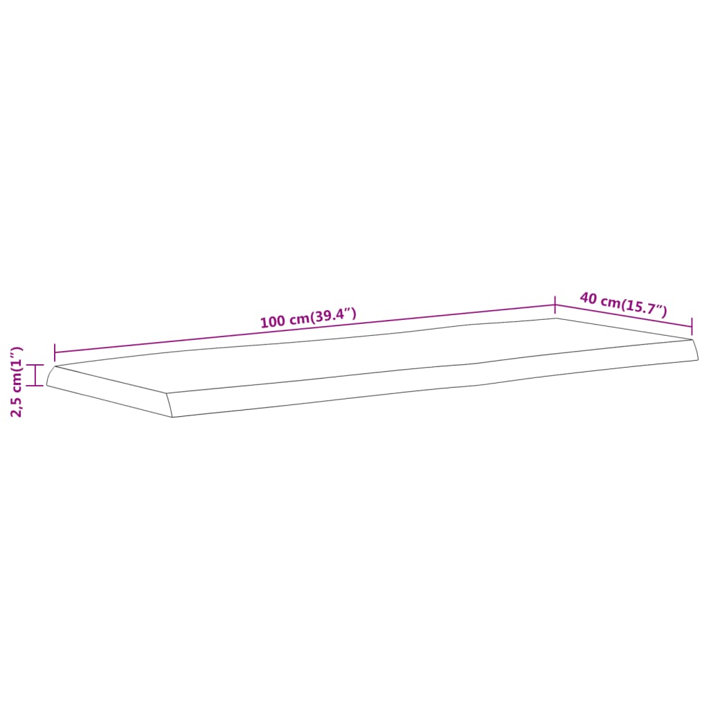 Dessus de table 100x40x2,5 cm rectangulaire bois massif acacia - XIOS