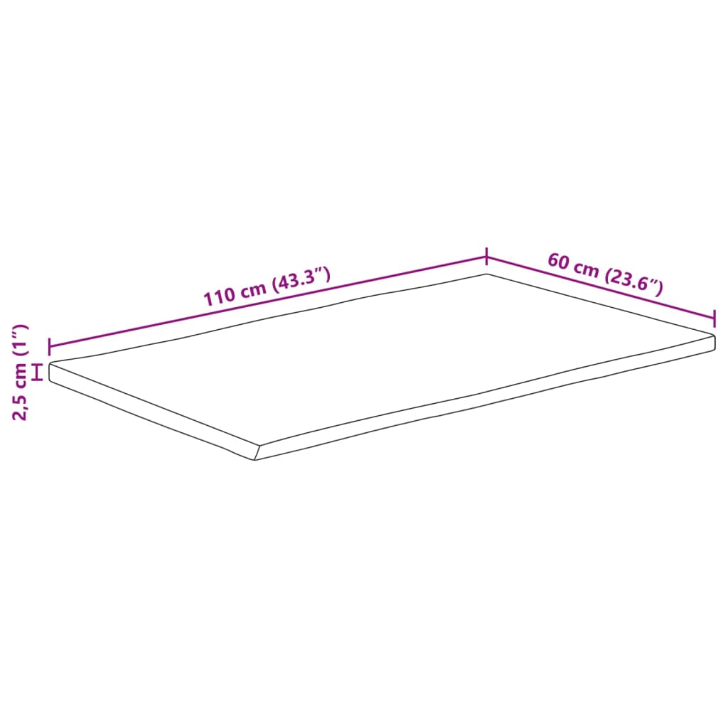 Dessus de table 110x60x2,5cm rectangulaire bois massif d'acacia - XIOS