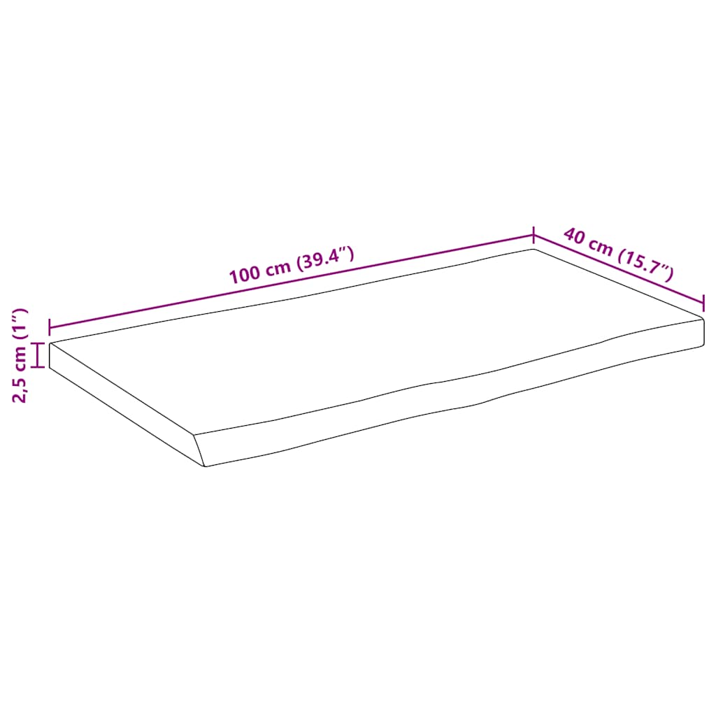 Dessus de table bord vivant 100x40x2,5 cm bois de manguier brut - XIOS