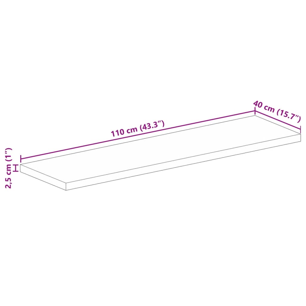 Dessus de table 110x40x2,5cm rectangulaire bois massif récupéré - XIOS