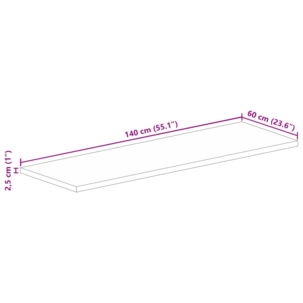 Dessus de table 140x60x2,5cm rectangulaire bois massif récupéré - XIOS
