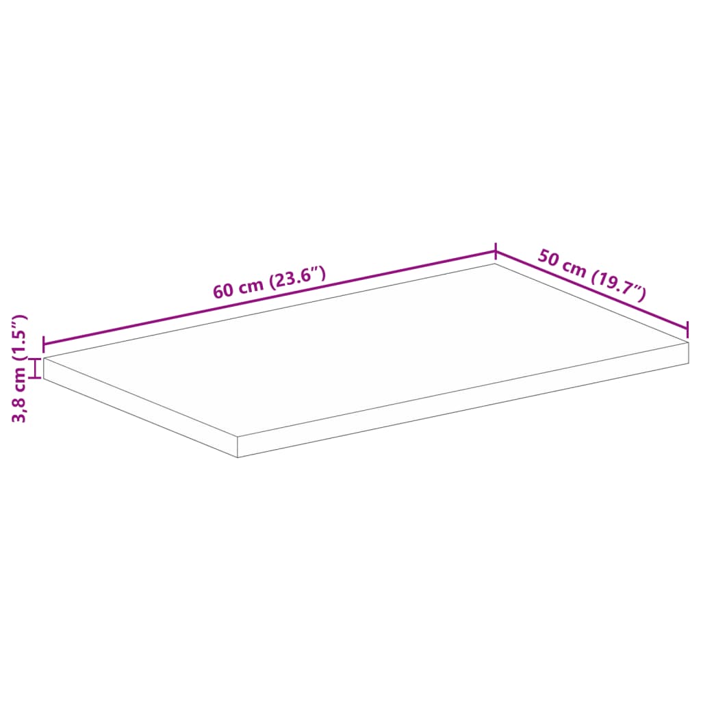 Dessus de table 60x50x3,8 cm rectangulaire bois massif récupéré - XIOS