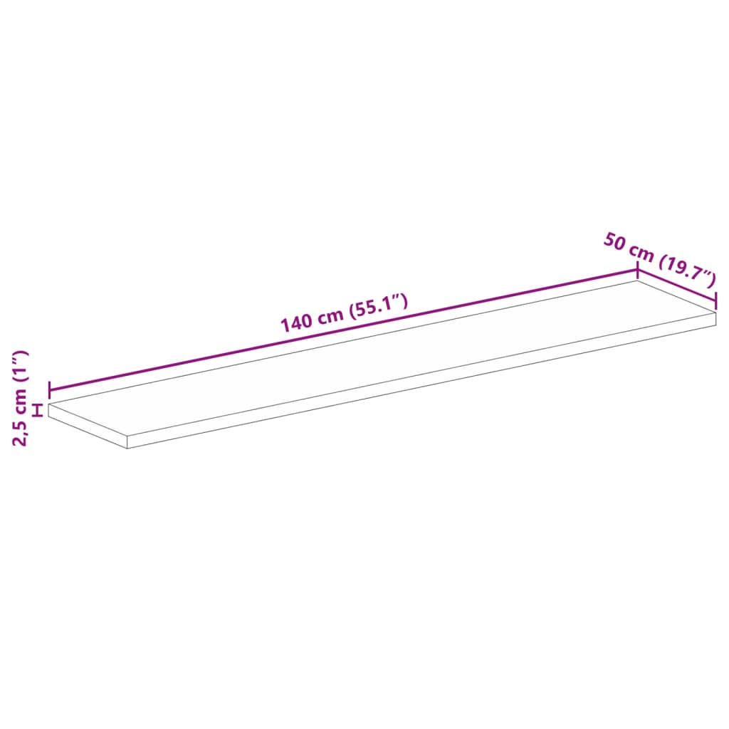 Dessus de table 140x50x2,5cm rectangulaire bois massif récupéré - XIOS