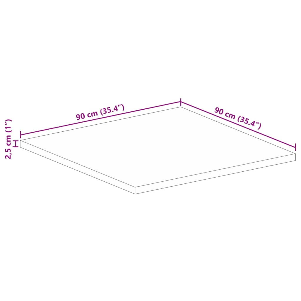 Dessus de table 90x90x2,5 cm carré bois massif de récupération - XIOS