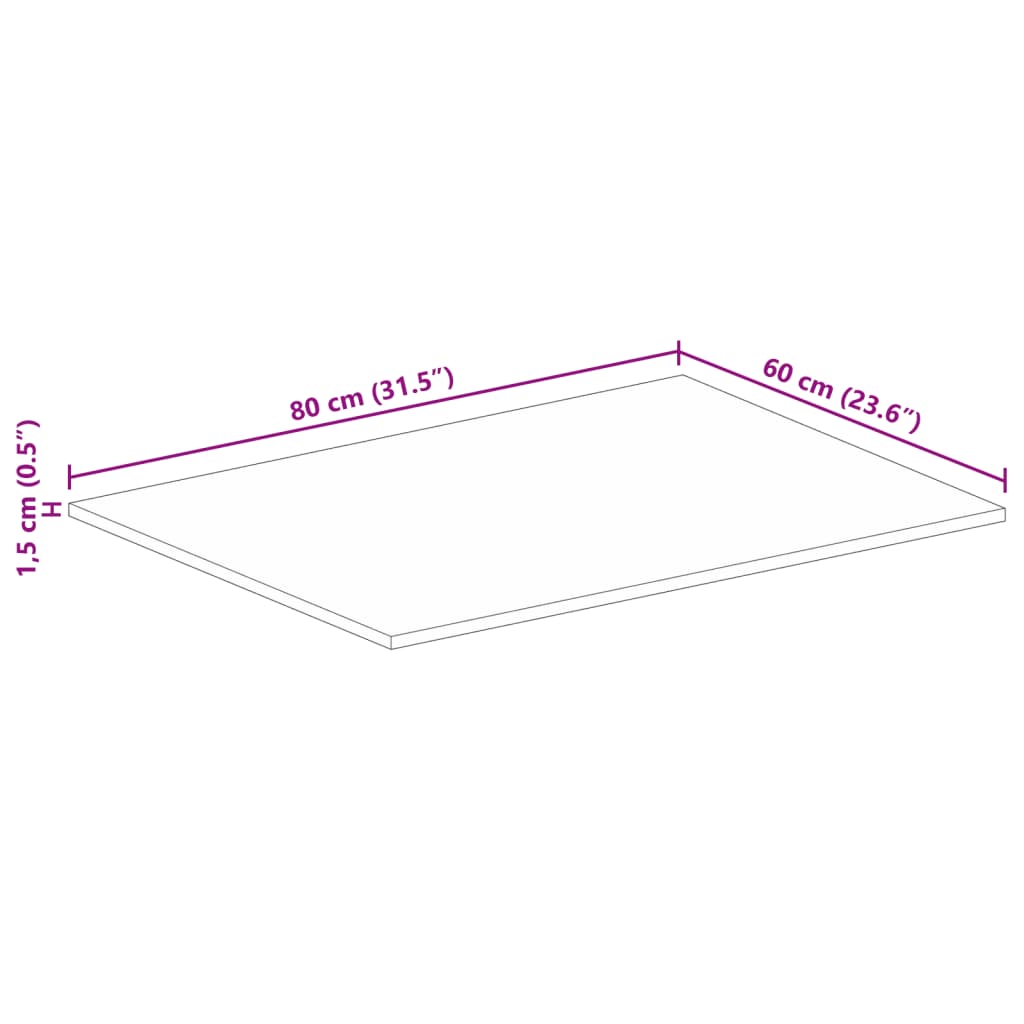 Dessus de table rectangulaire bois massif de manguier brut - XIOS