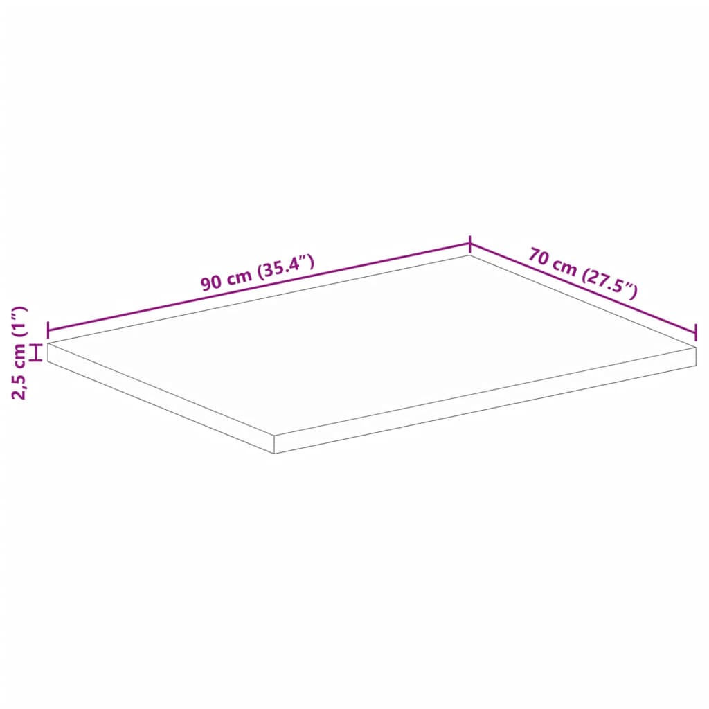 Dessus de table rectangulaire bois massif de manguier brut - XIOS