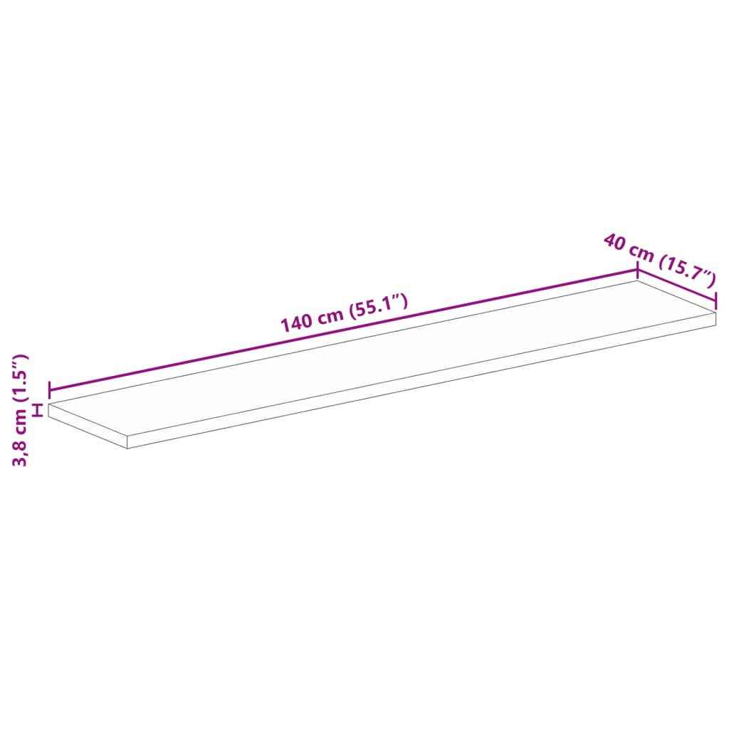 Dessus de table rectangulaire bois massif de manguier brut - XIOS