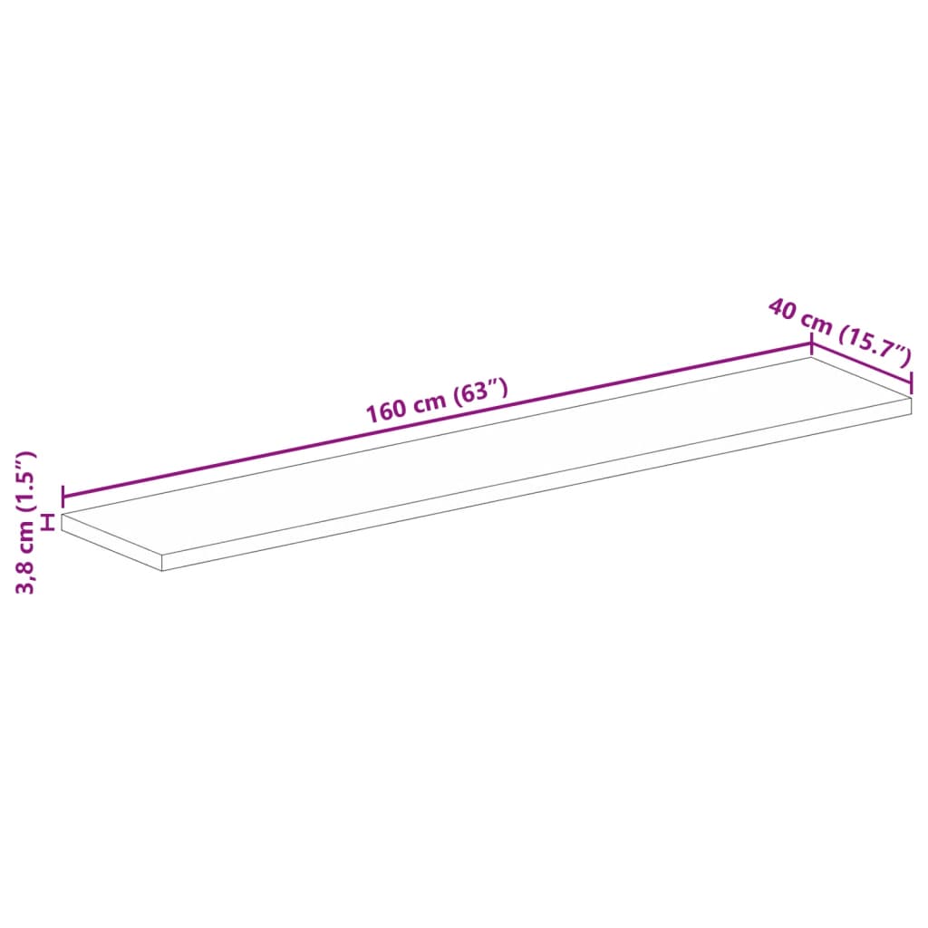 Dessus de table rectangulaire bois massif de manguier brut - XIOS