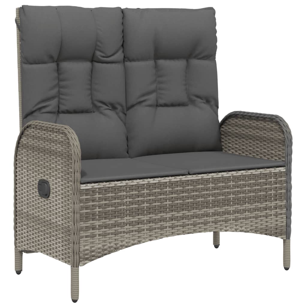 Ensemble à manger jardin et coussins 2 pcs gris rotin
