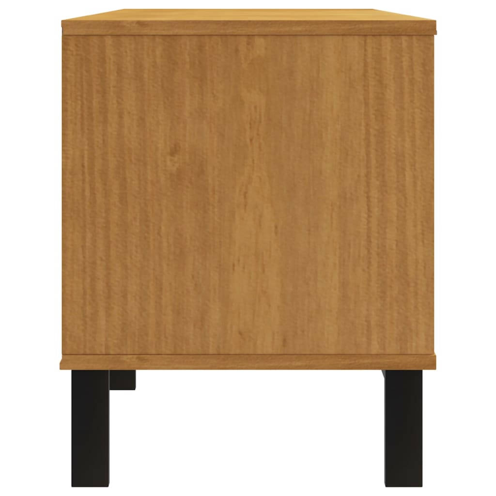 Meuble TV avec porte vitrée FLAM 158x40x50cm bois massif de pin - XIOS