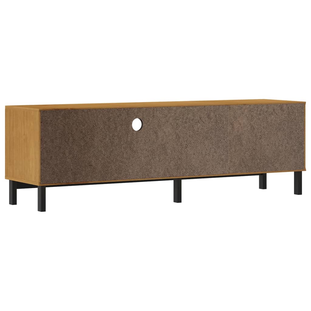 Meuble TV avec porte vitrée FLAM 158x40x50cm bois massif de pin - XIOS
