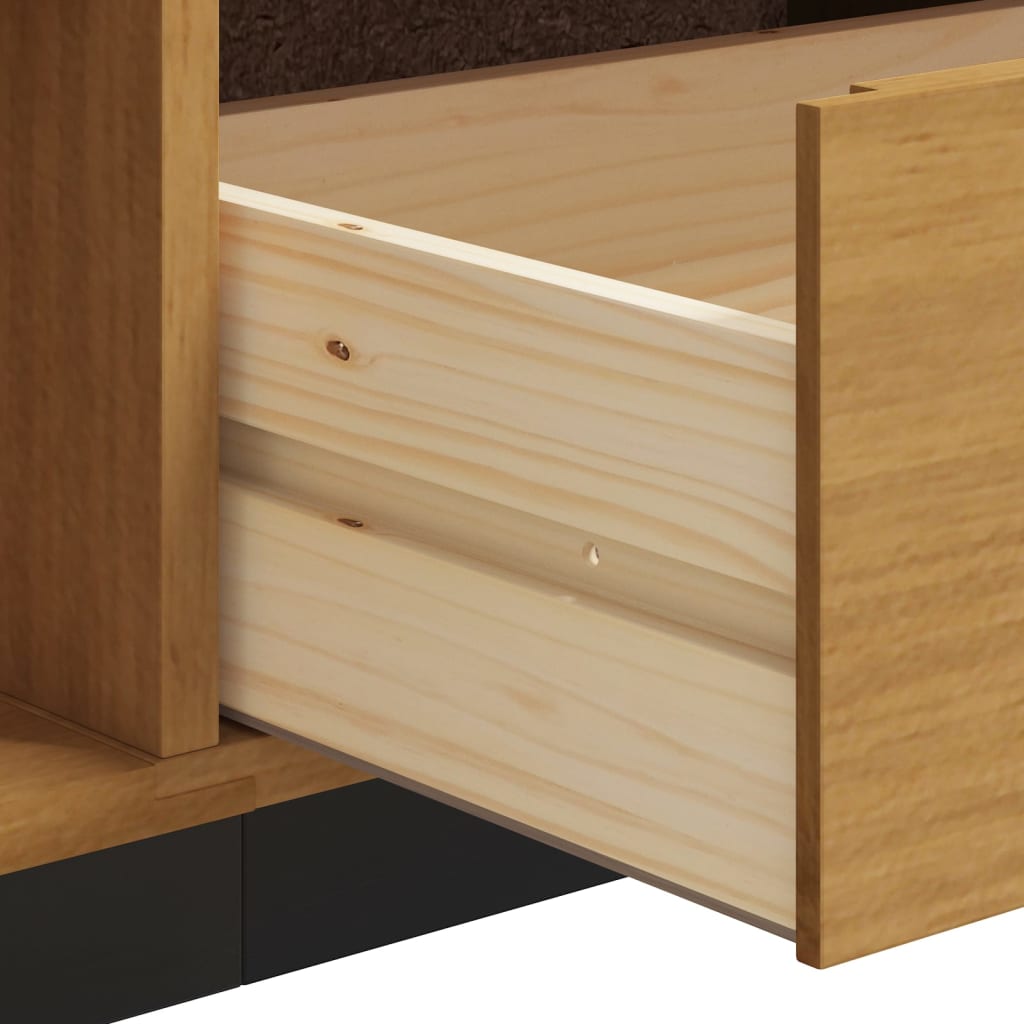 Meuble TV avec porte vitrée FLAM 158x40x50cm bois massif de pin - XIOS