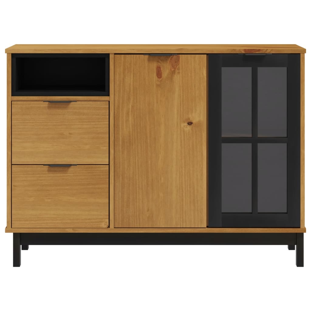 Buffet avec porte vitrée FLAM 110x40x80 cm bois massif de pin - XIOS