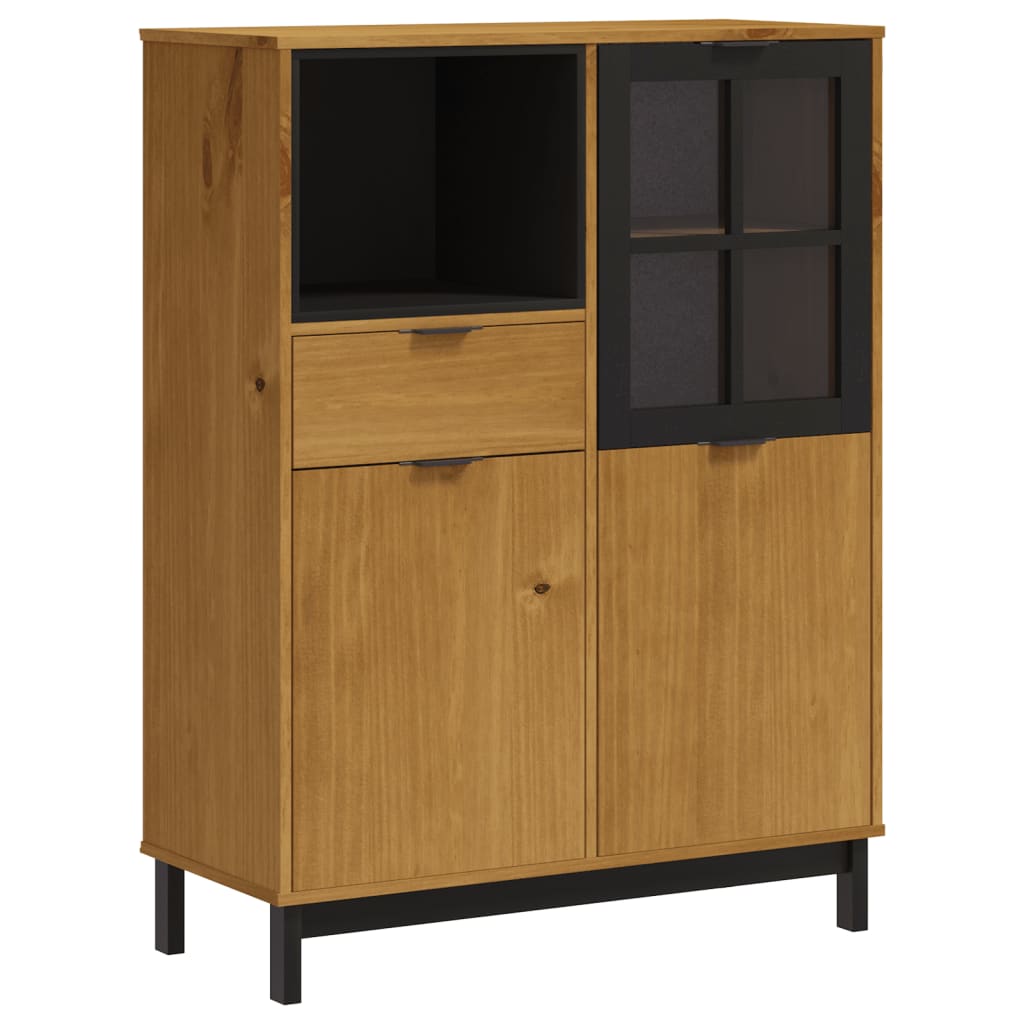 Buffet avec porte vitrée FLAM 92x40x122,5 cm bois massif de pin - XIOS