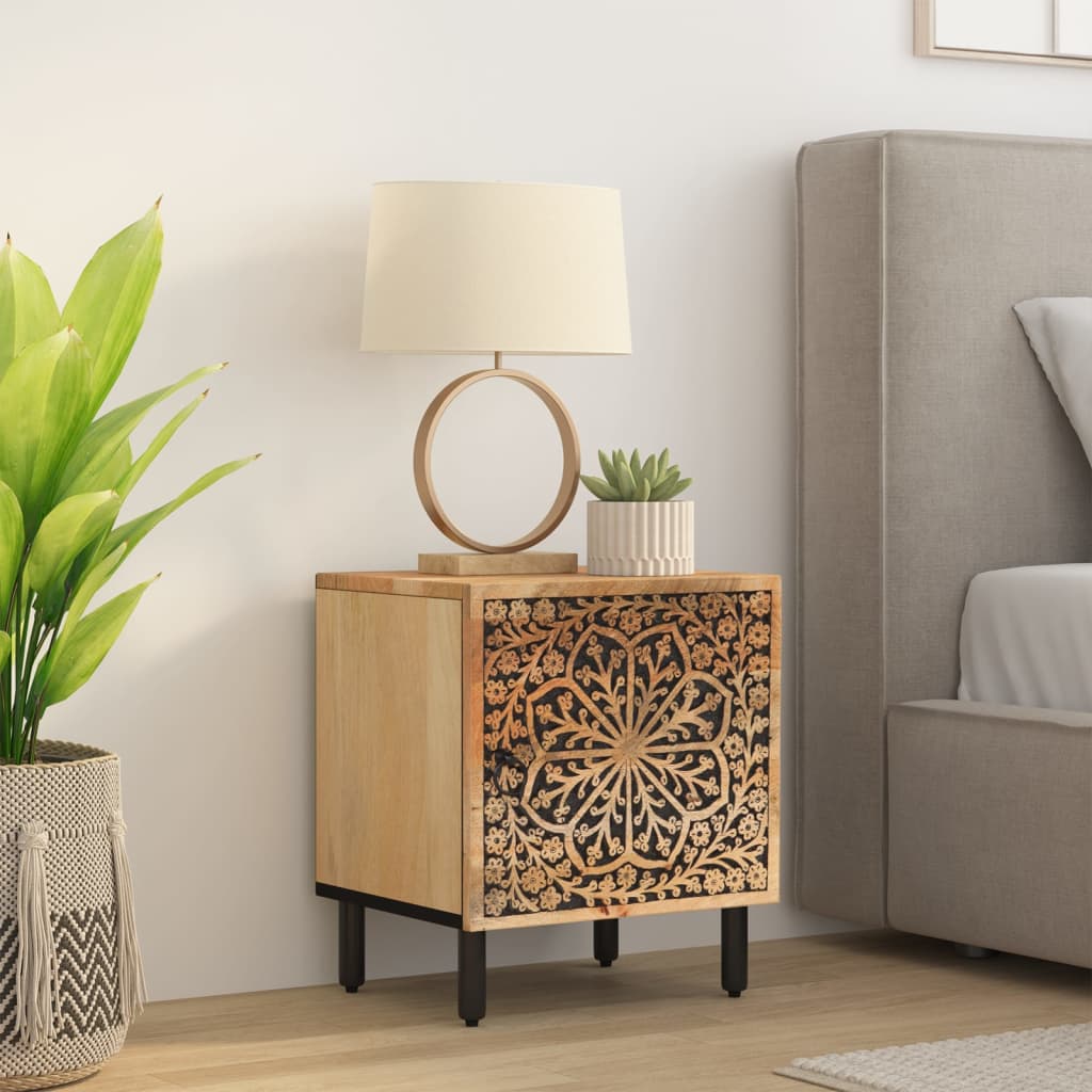 Table de chevet 40x33x46 cm Bois de manguier solide - XIOS