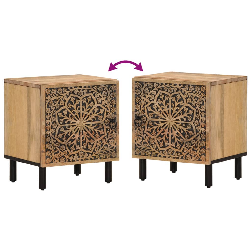 Tables de chevet 2 pcs 40x33x46 cm Bois de manguier solide - XIOS