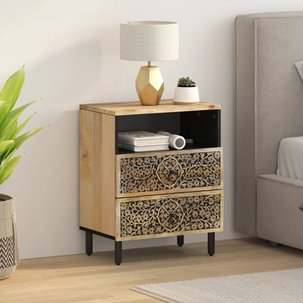 Table de chevet 50x33x60 cm bois de manguier massif - XIOS
