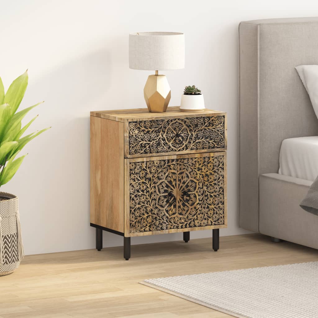 Table de chevet 50x33x60 cm bois de manguier massif - XIOS