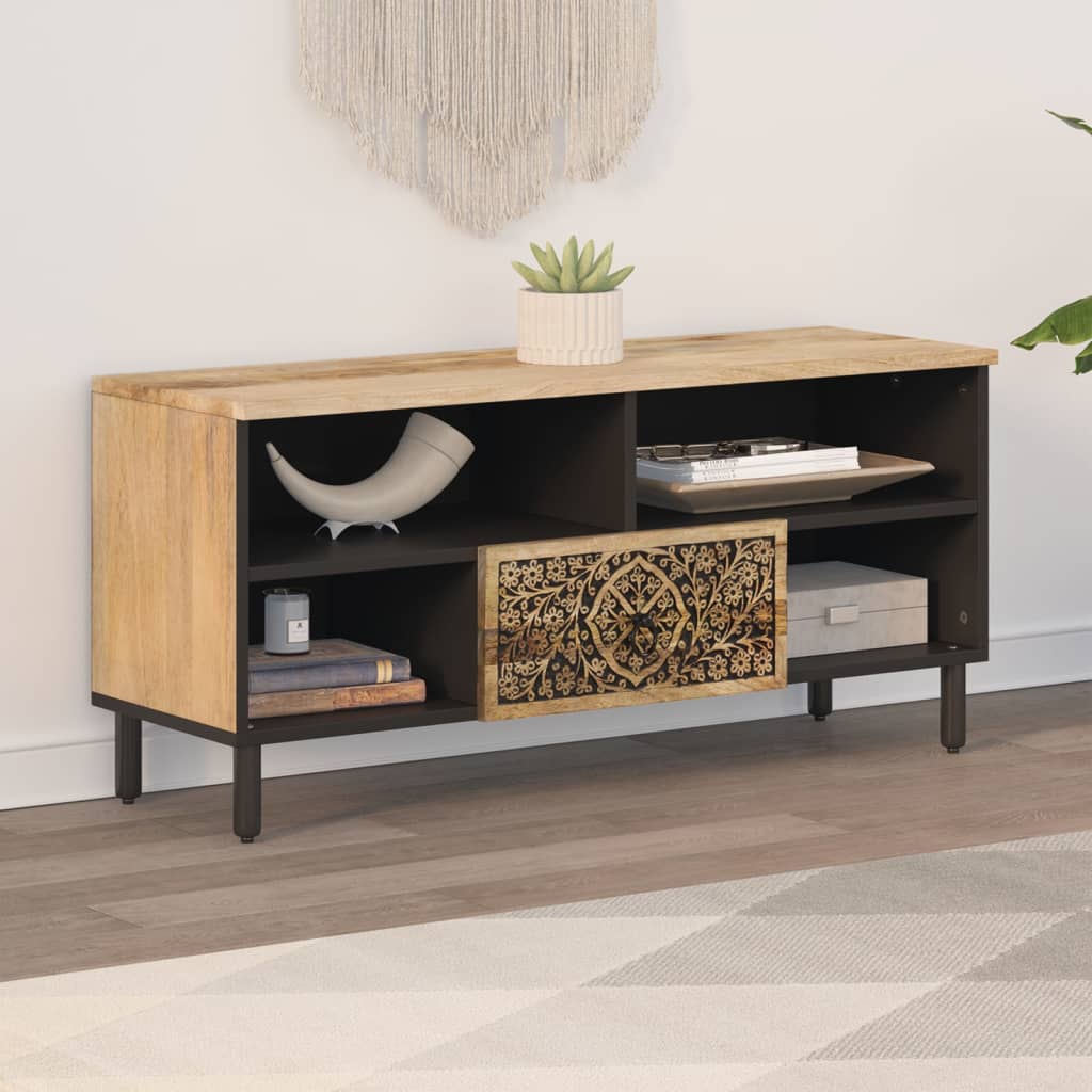 Meuble TV 100x33x46 cm bois massif de manguier - XIOS