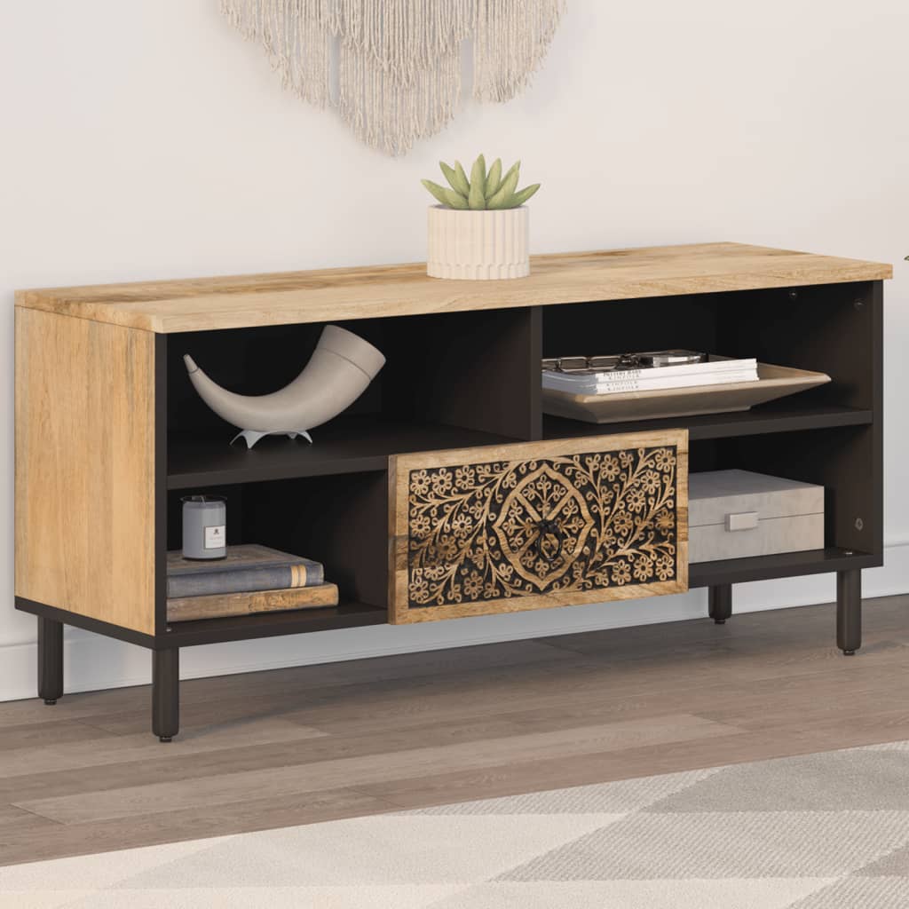 Meuble TV 100x33x46 cm bois massif de manguier - XIOS