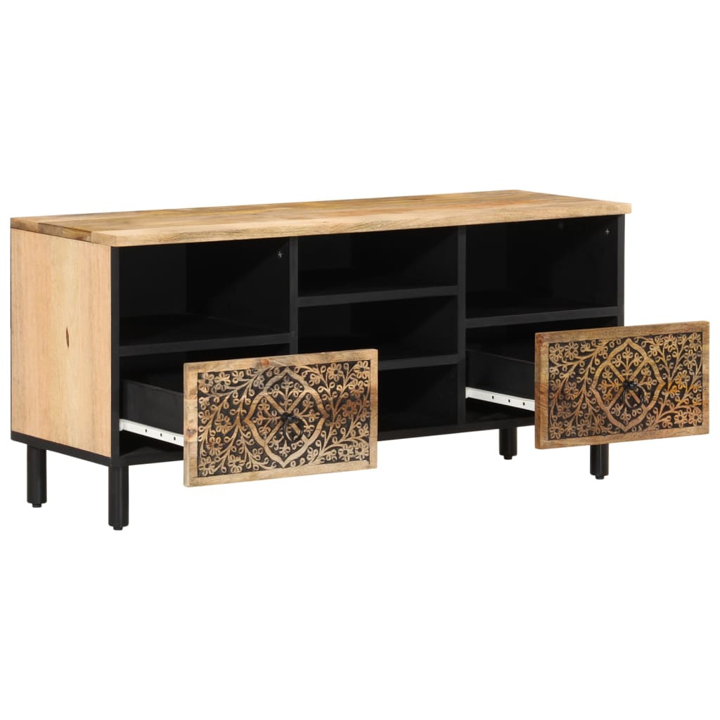 Meuble TV 100x33x46 cm bois massif de manguier - XIOS