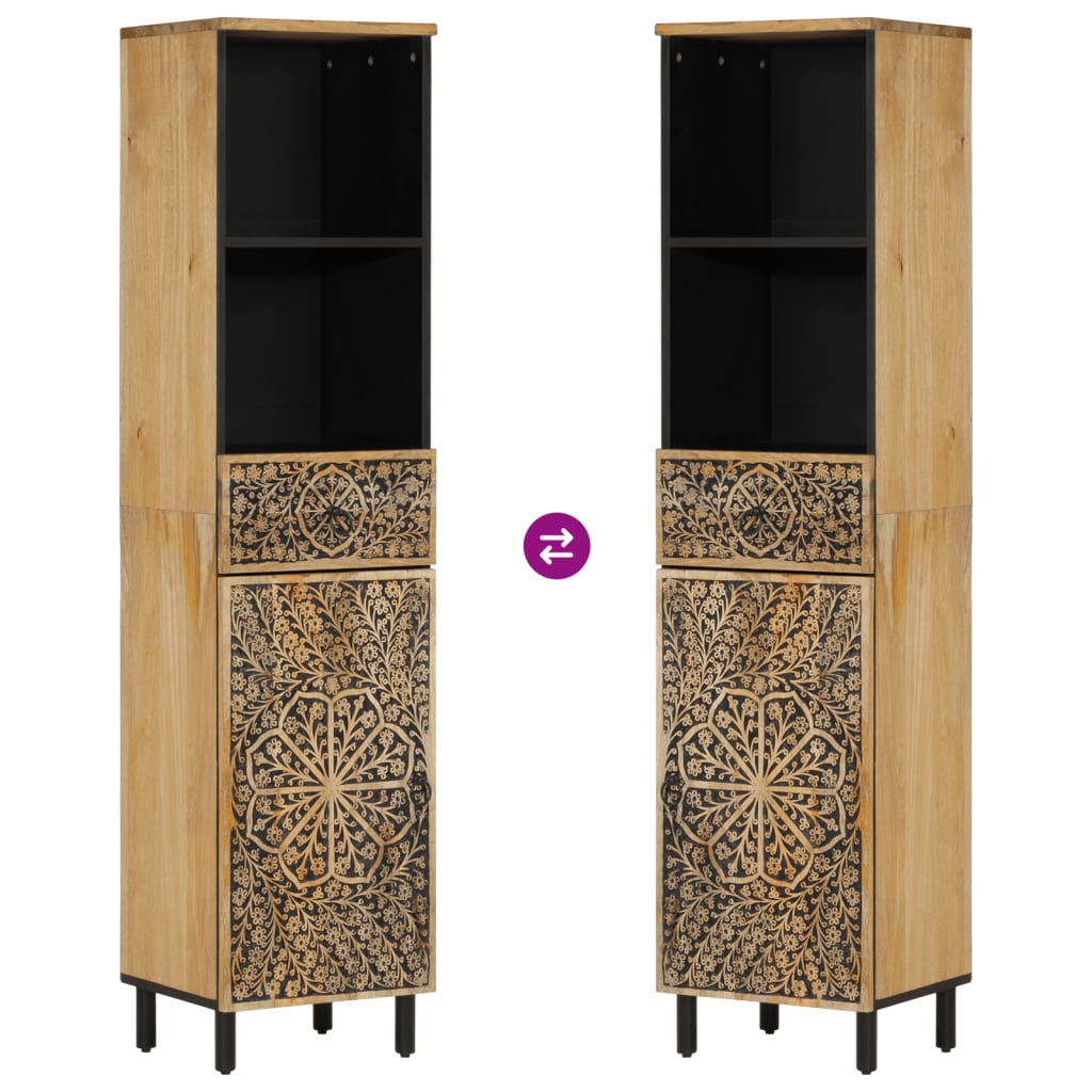Armoire de salle de bain 38x33x160 cm bois massif de manguier - XIOS
