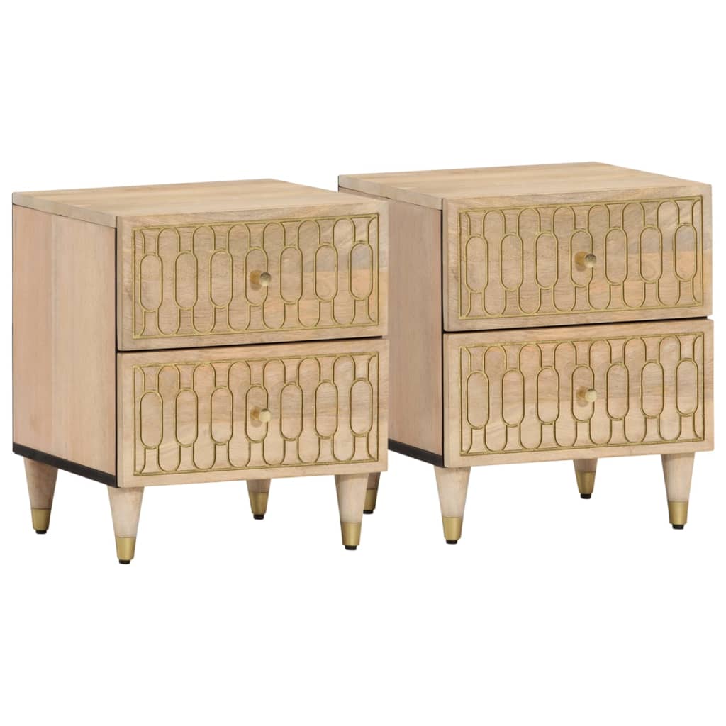 Tables de chevet 2 pcs 40x33x46 cm Bois de manguier solide - XIOS