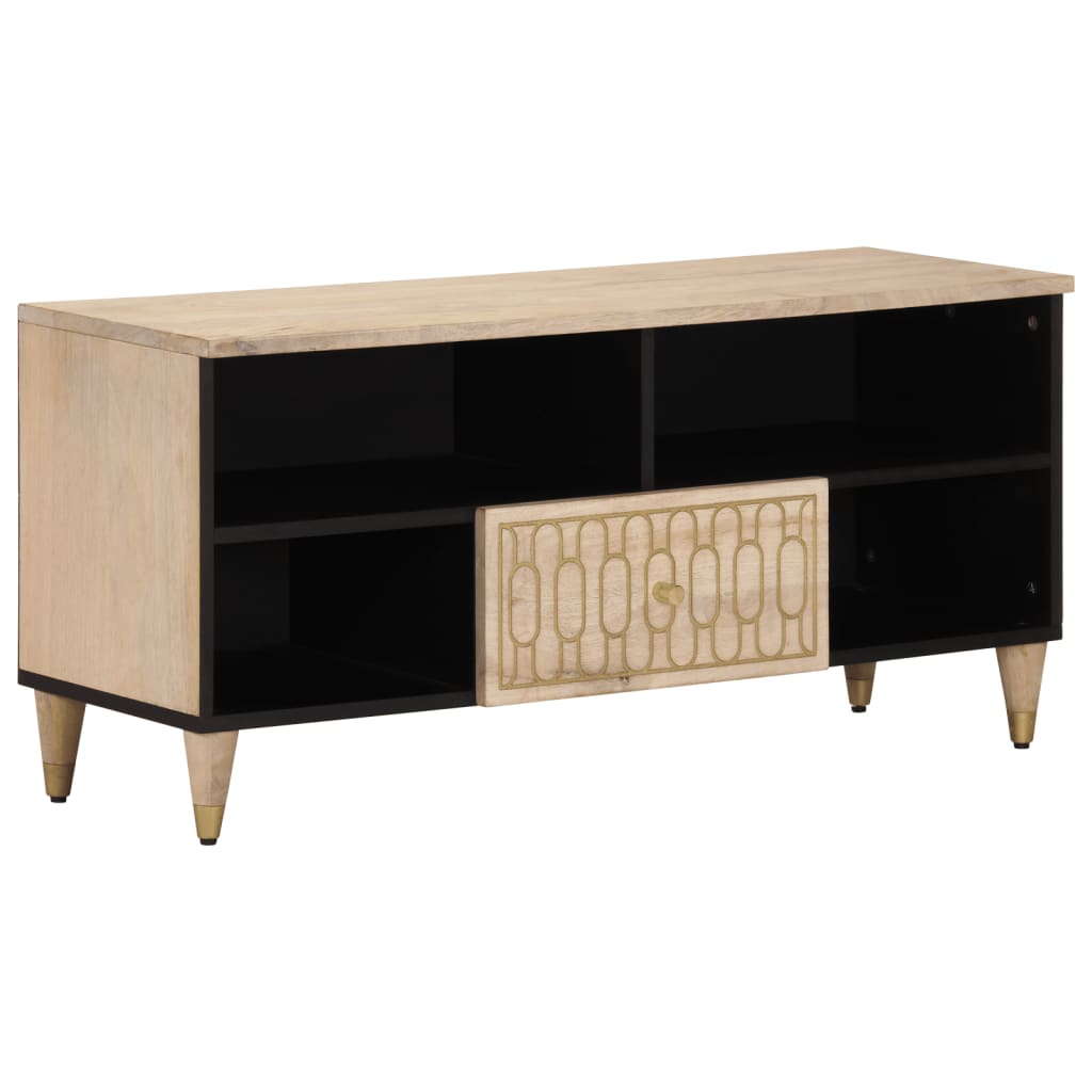Meuble TV 100x33x46 cm bois massif de manguier - XIOS