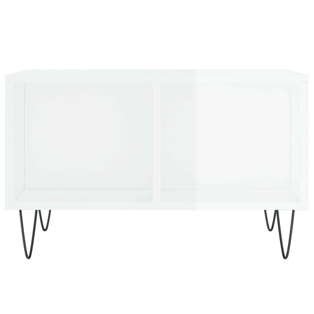 Table basse Blanc brillant 60x50x36,5 cm Bois d'ingénierie - XIOS