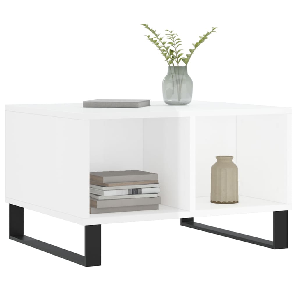 Table basse Blanc brillant 60x50x36,5 cm Bois d'ingénierie - XIOS