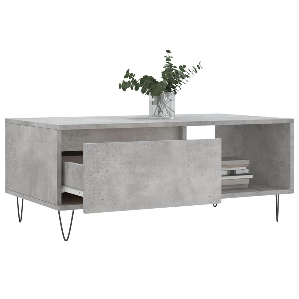 Table basse Gris béton 90x50x36,5 cm Bois d'ingénierie - XIOS