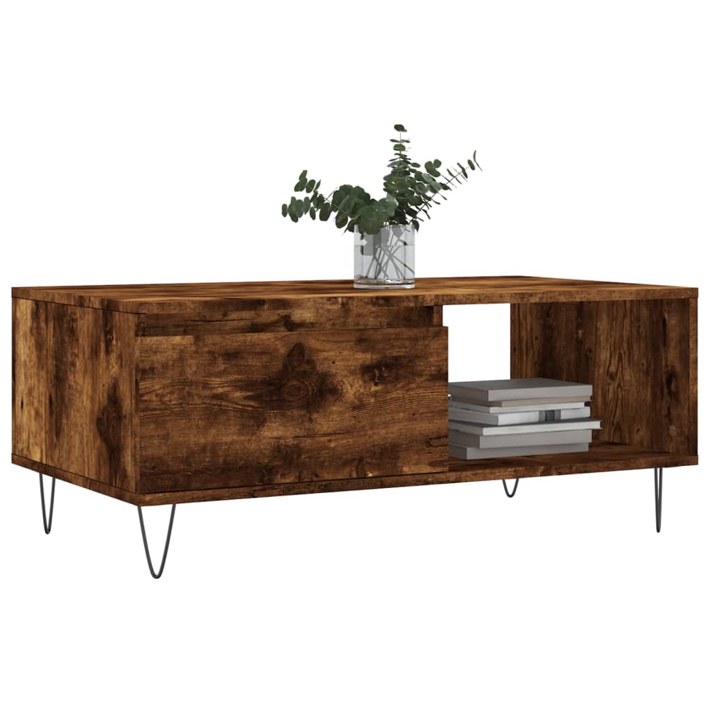 Table basse Chêne fumé 90x50x36,5 cm Bois d'ingénierie - XIOS