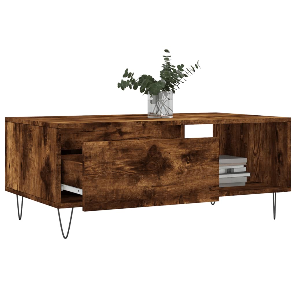 Table basse Chêne fumé 90x50x36,5 cm Bois d'ingénierie - XIOS