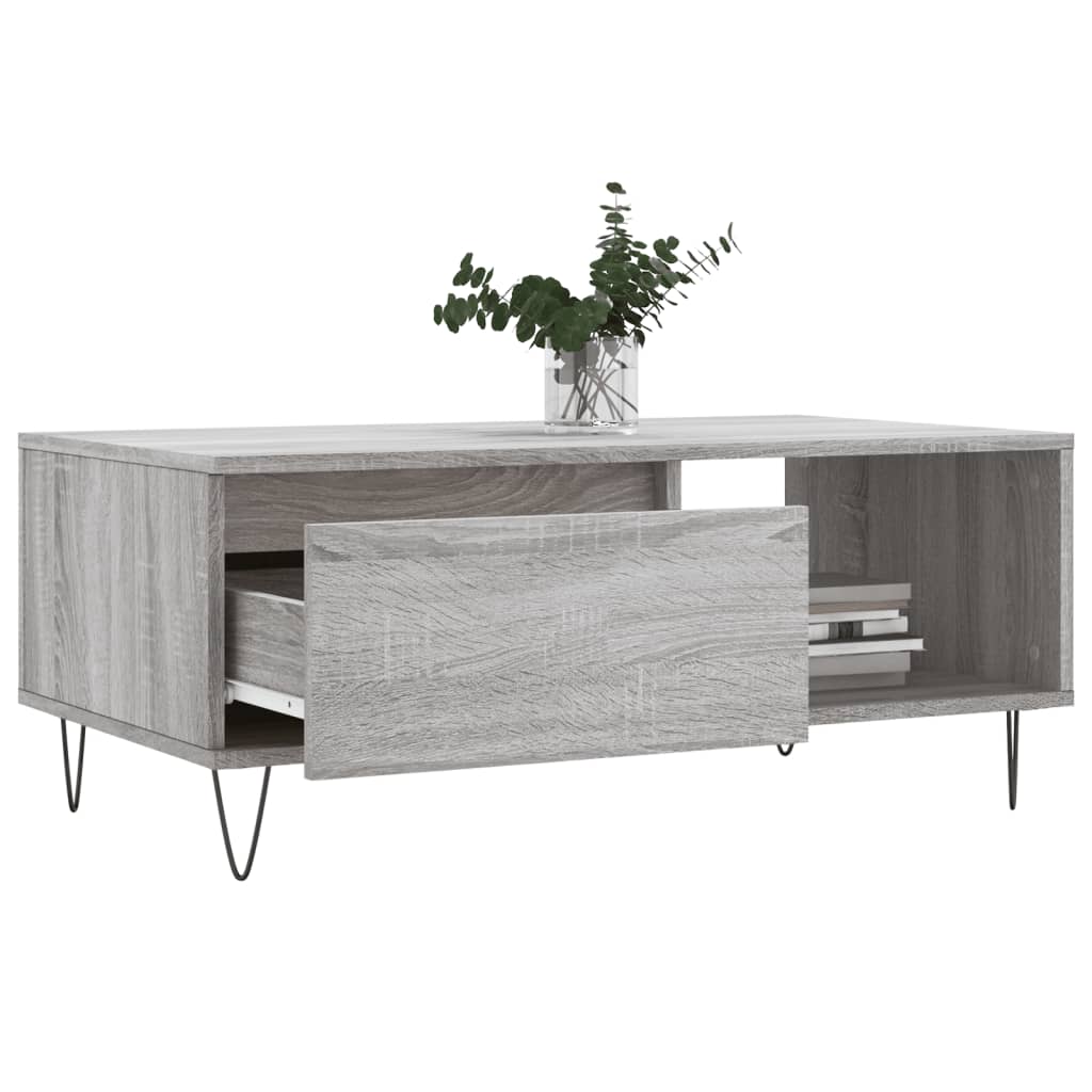 Table basse Sonoma gris 90x50x36,5 cm Bois d'ingénierie - XIOS