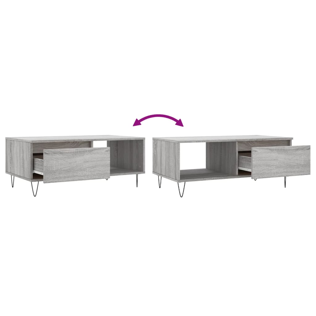Table basse Sonoma gris 90x50x36,5 cm Bois d'ingénierie - XIOS