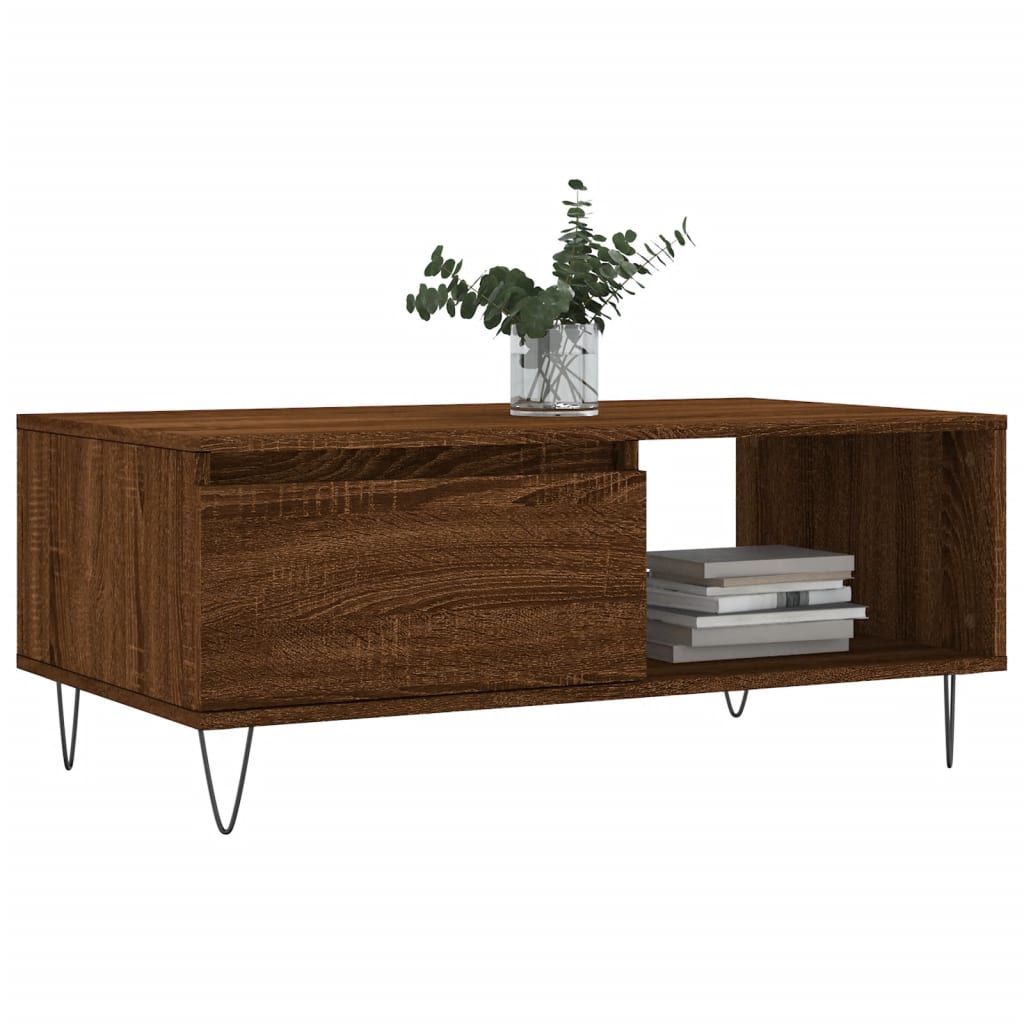 Table basse Chêne marron 90x50x36,5 cm Bois d'ingénierie - XIOS
