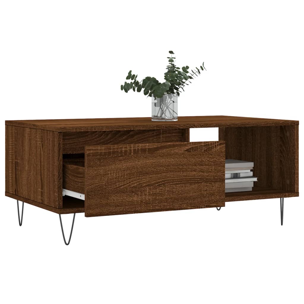 Table basse Chêne marron 90x50x36,5 cm Bois d'ingénierie - XIOS