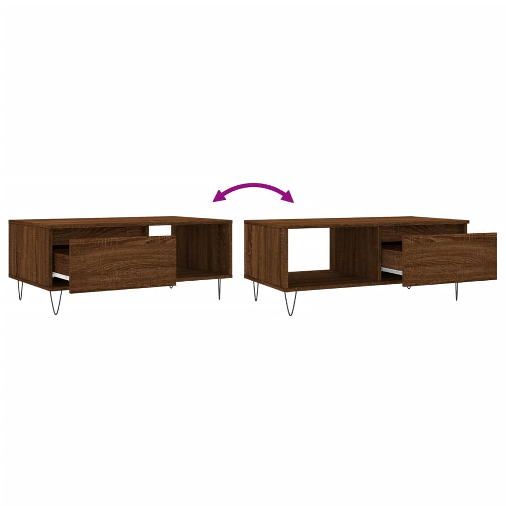 Table basse Chêne marron 90x50x36,5 cm Bois d'ingénierie - XIOS