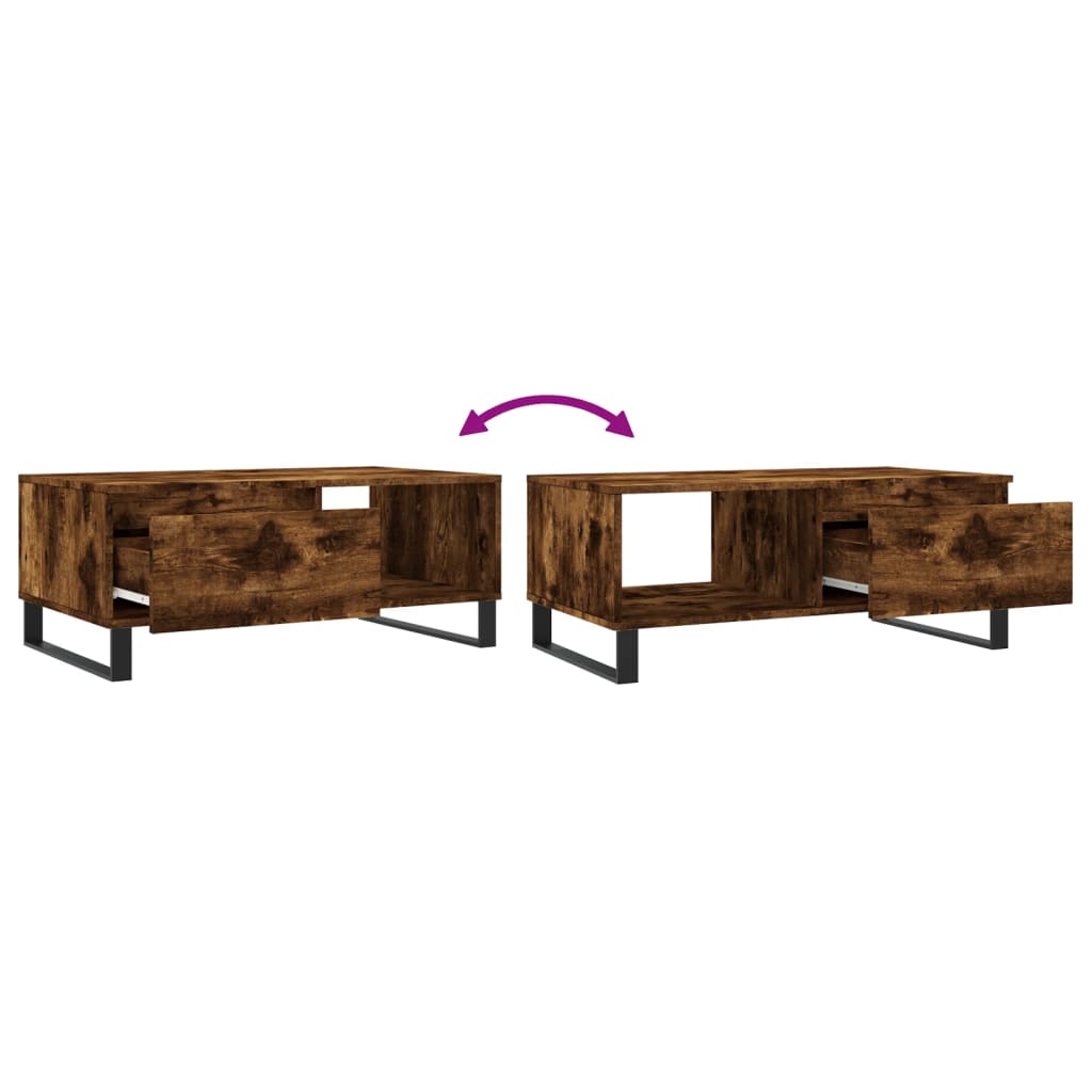 Table basse Chêne fumé 90x50x36,5 cm Bois d'ingénierie - XIOS