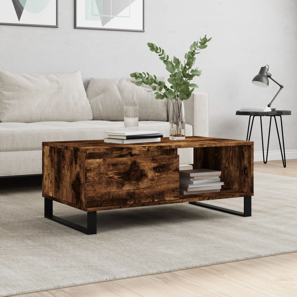 Table basse Chêne fumé 90x50x36,5 cm Bois d'ingénierie - XIOS