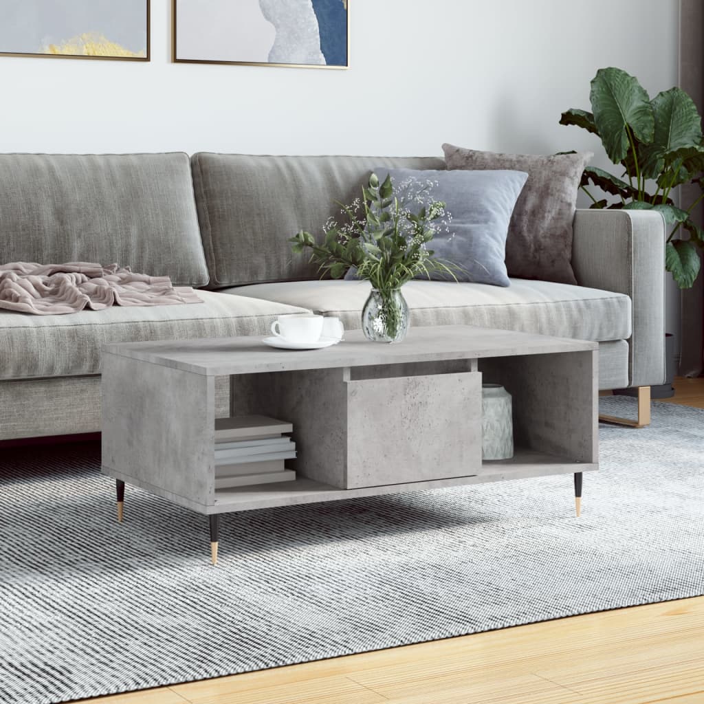 Table basse Gris béton 90x50x36,5 cm Bois d'ingénierie - XIOS