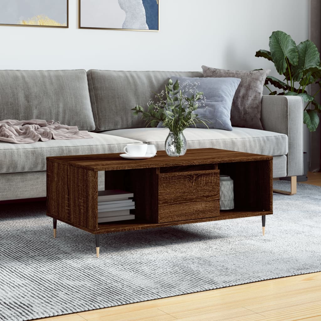Table basse Chêne marron 90x50x36,5 cm Bois d'ingénierie - XIOS