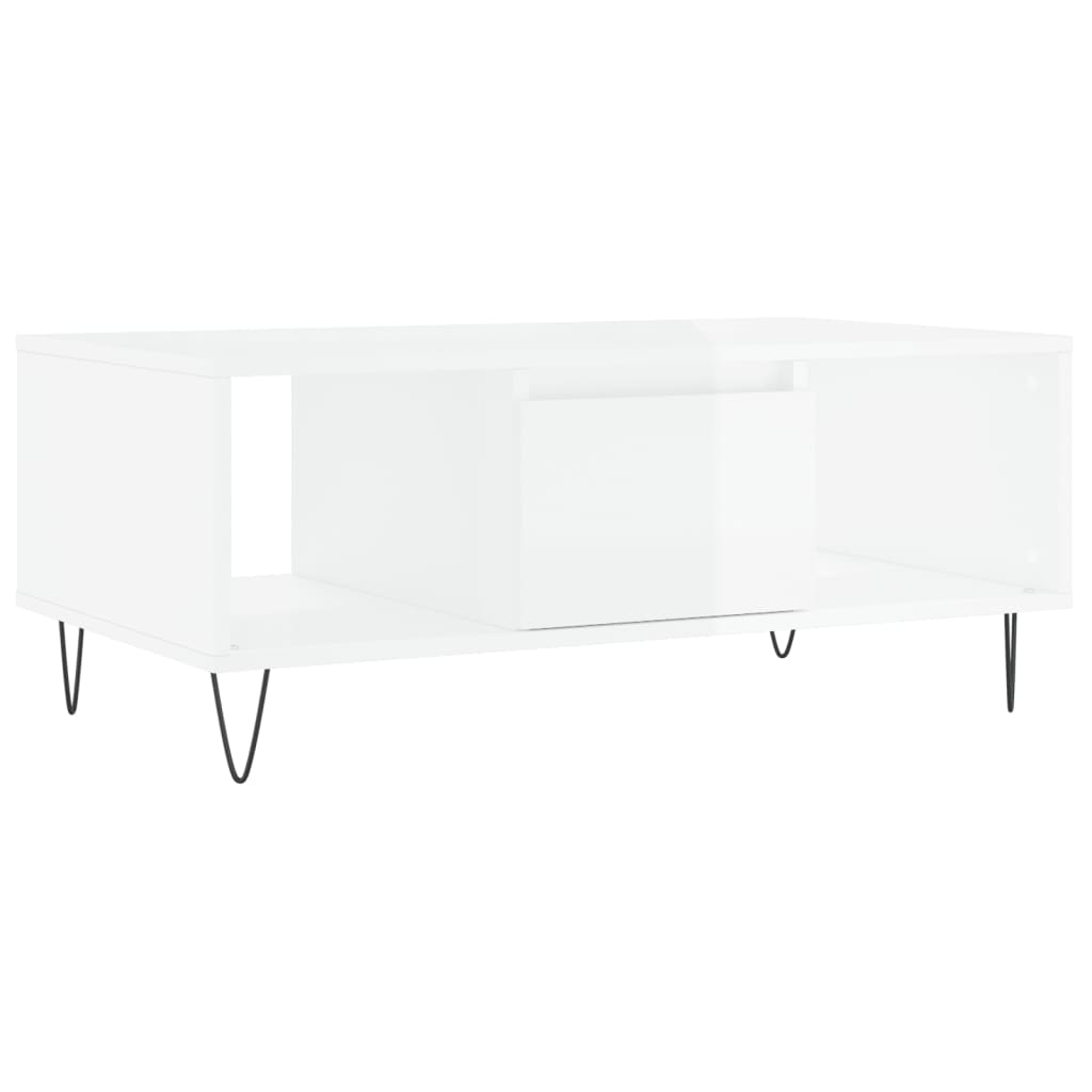 Table basse Blanc brillant 90x50x36,5 cm Bois d'ingénierie - XIOS