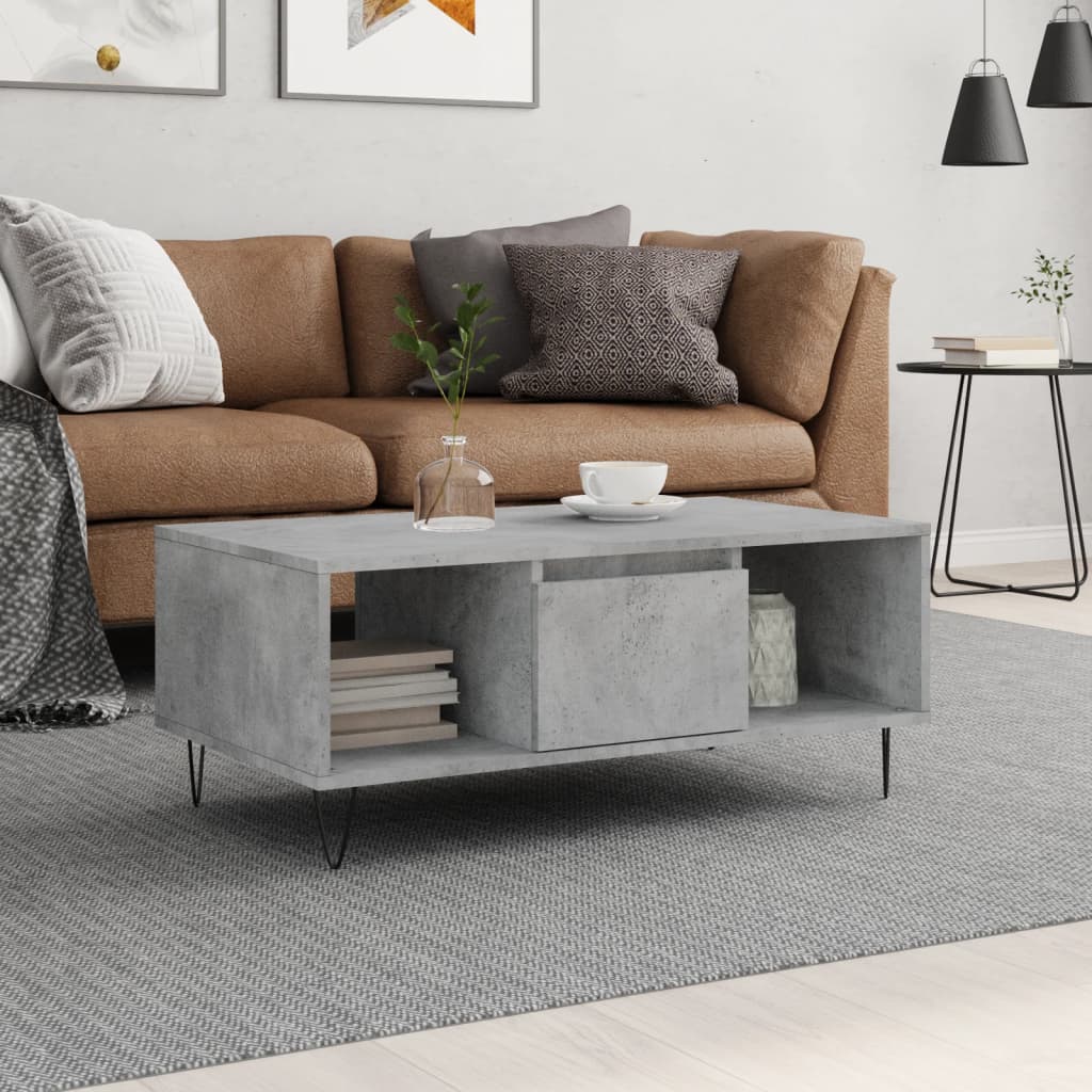 Table basse Gris béton 90x50x36,5 cm Bois d'ingénierie - XIOS