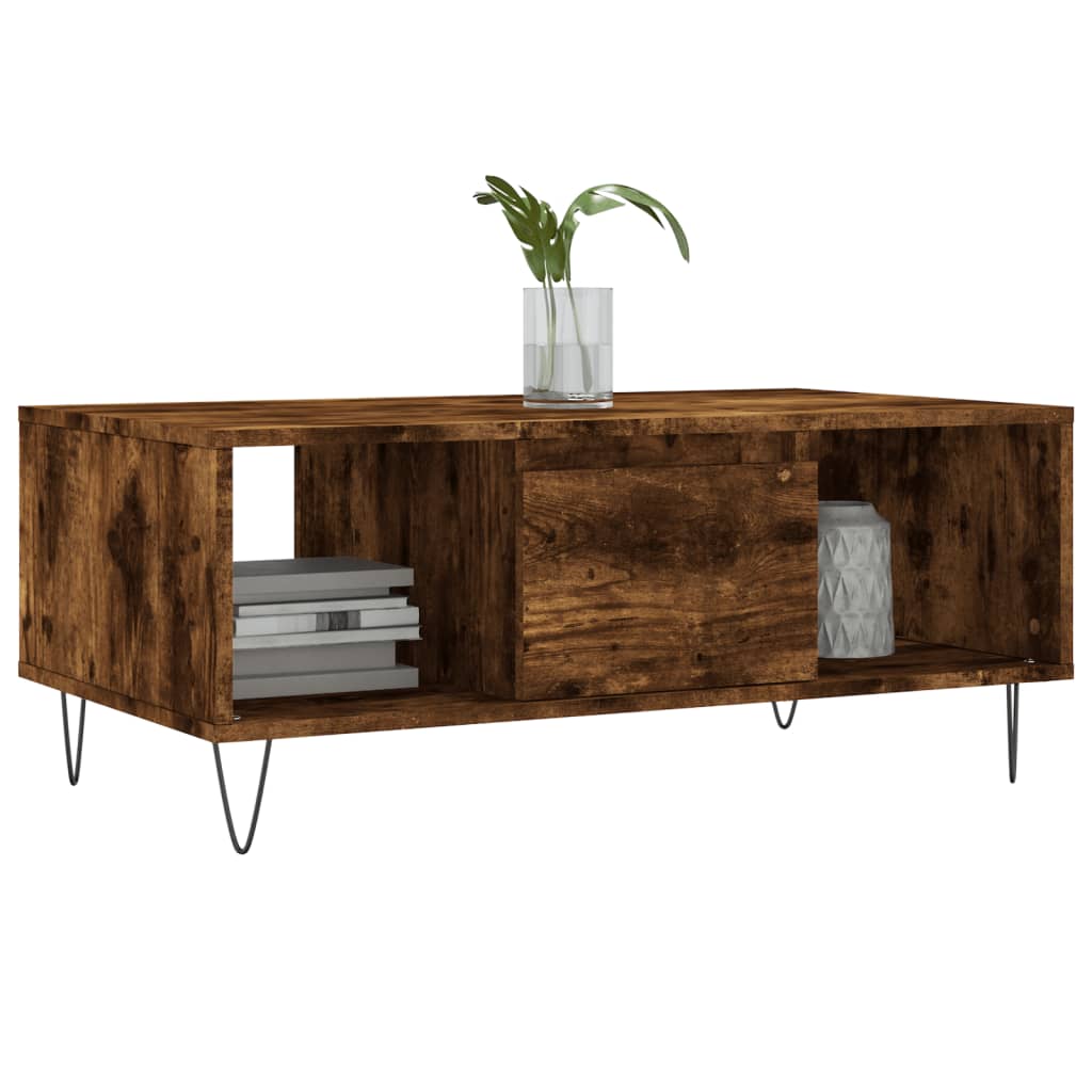 Table basse Chêne fumé 90x50x36,5 cm Bois d'ingénierie - XIOS