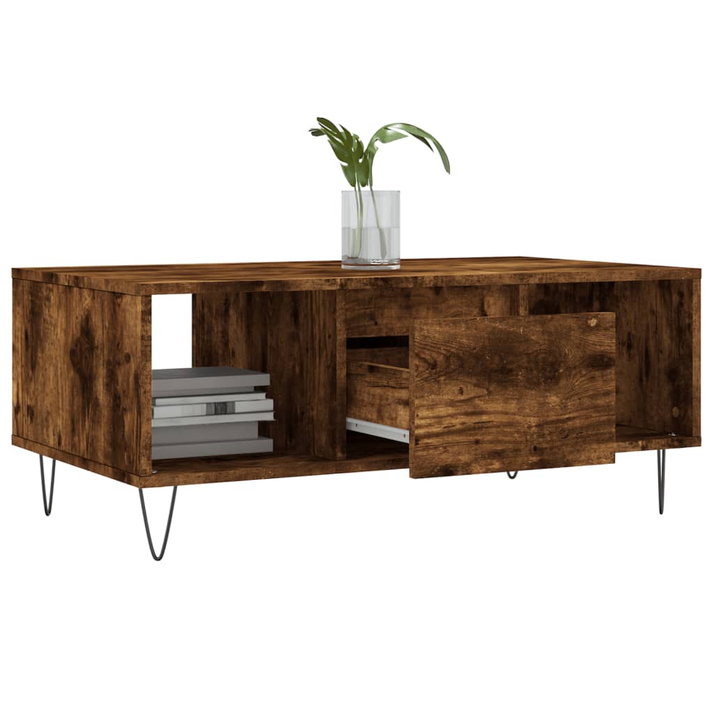 Table basse Chêne fumé 90x50x36,5 cm Bois d'ingénierie - XIOS