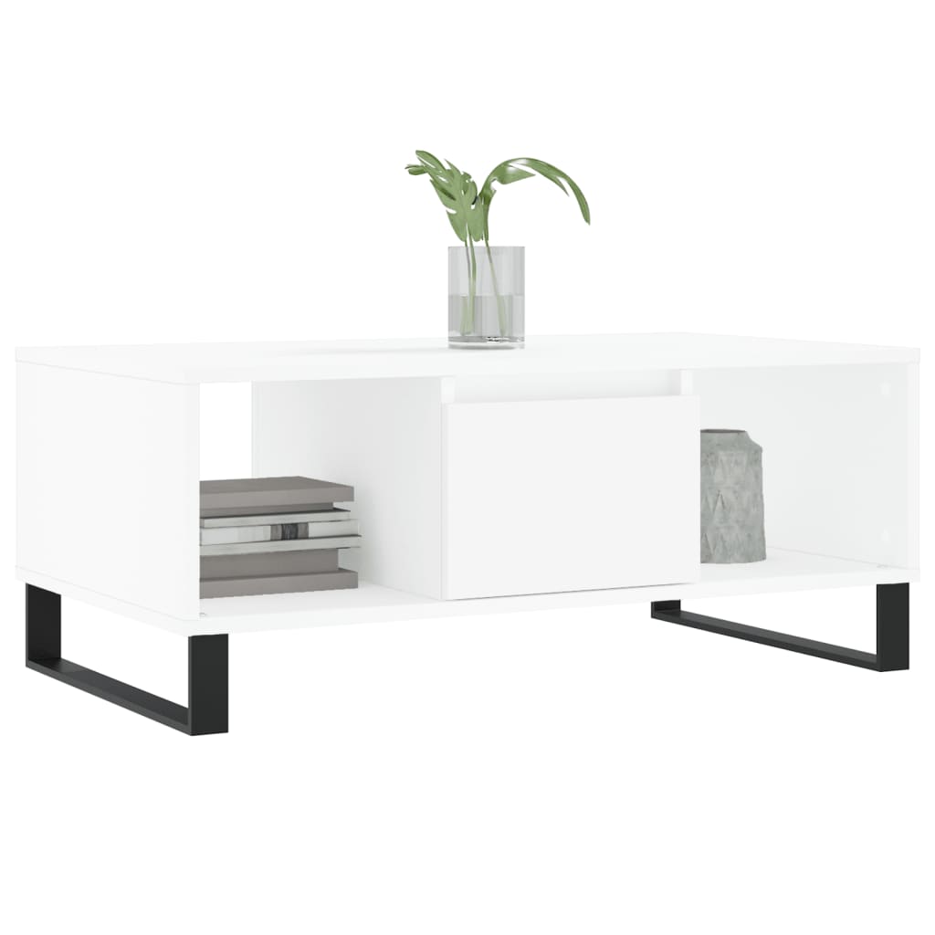 Table basse Blanc 90x50x36,5 cm Bois d'ingénierie - XIOS