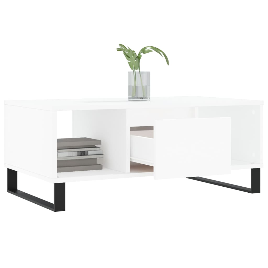 Table basse Blanc 90x50x36,5 cm Bois d'ingénierie - XIOS