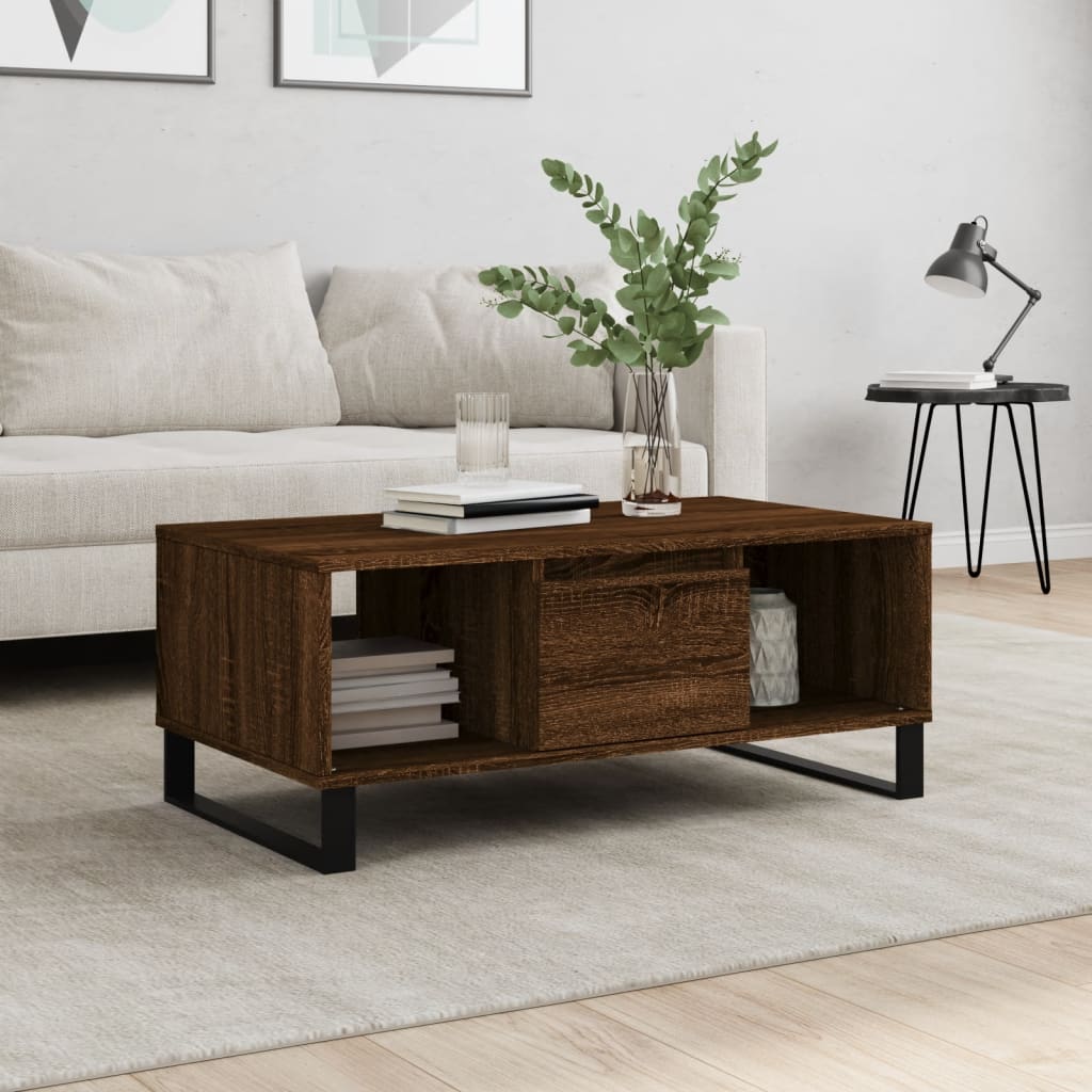 Table basse Chêne marron 90x50x36,5 cm Bois d'ingénierie - XIOS
