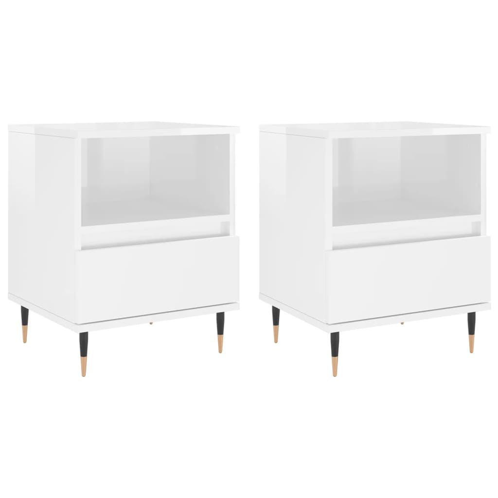 Tables de chevet 2 pcs blanc brillant 40x35x50 cm - XIOS